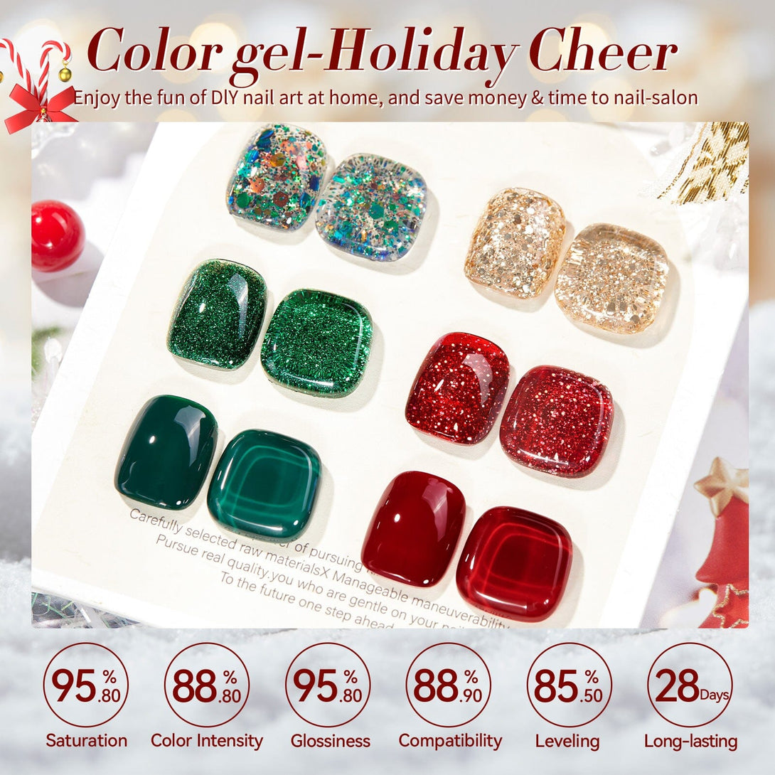 6 Colors Christmas Holiday Cheer Series Gel Polish Set 7ml Gel Nail Polish BORN PRETTY 