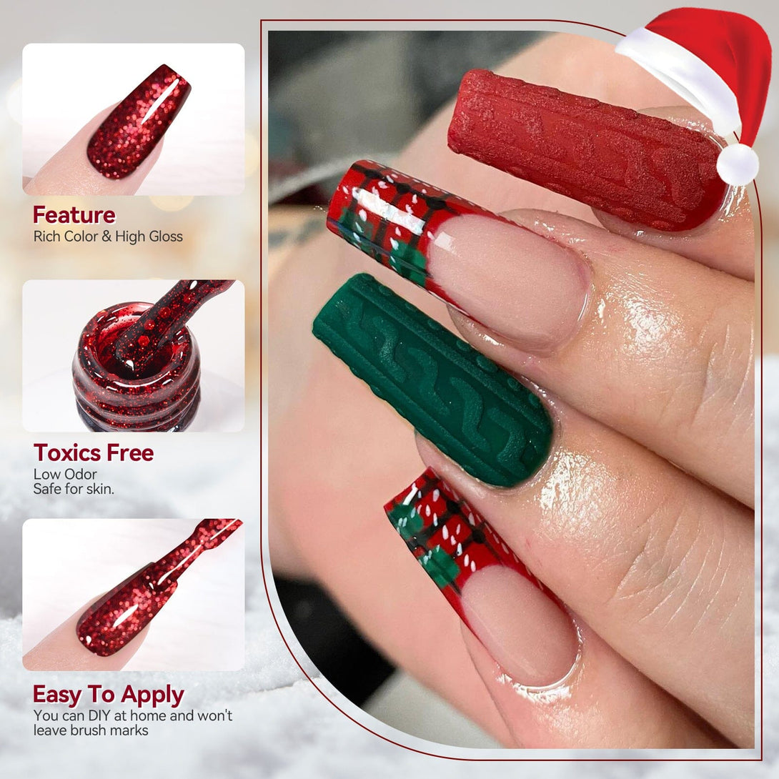 6 Colors Christmas Holiday Cheer Series Gel Polish Set 7ml Gel Nail Polish BORN PRETTY 