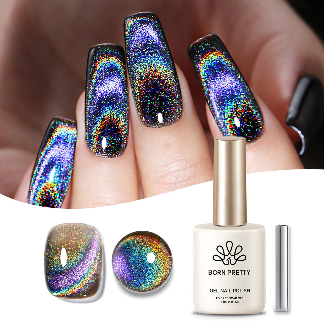 Black Holo Cat Magnetic Gel Polish 15ml Gel Nail Polish BORN PRETTY 