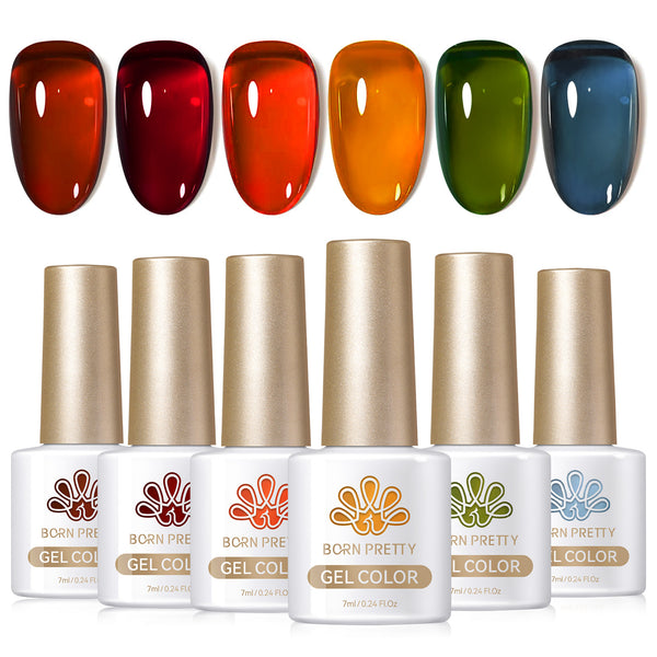 6 Colors Amber Glow Jelly Gel Polish Set 7ml