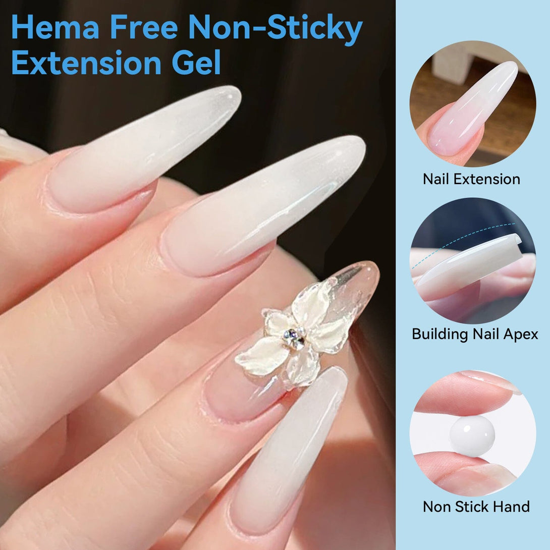 60g Milky White Hema-Free No Stick Hand Extension Gel Polish Set Gel Nail Polish BORN PRETTY 