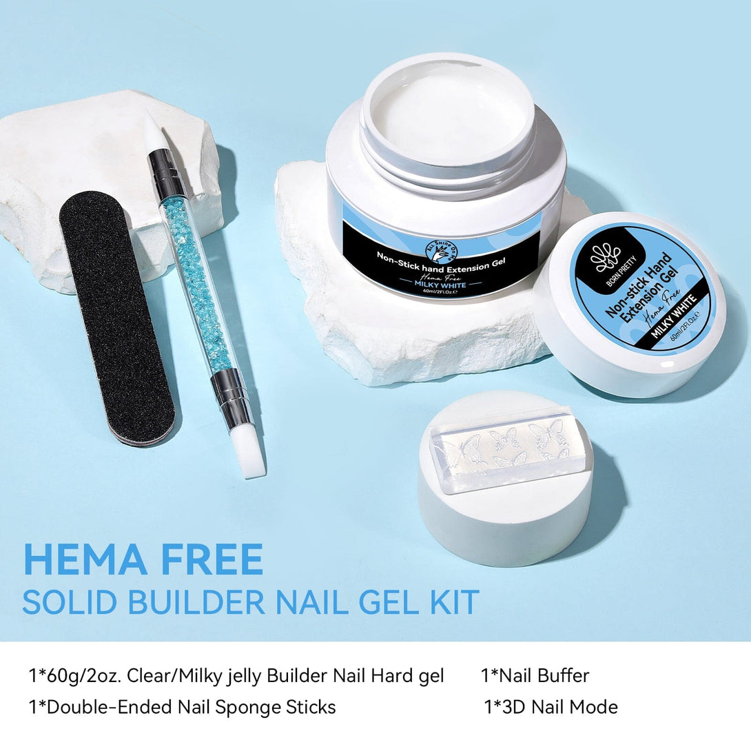 60g Milky White Hema-Free No Stick Hand Extension Gel Polish Set Gel Nail Polish BORN PRETTY 