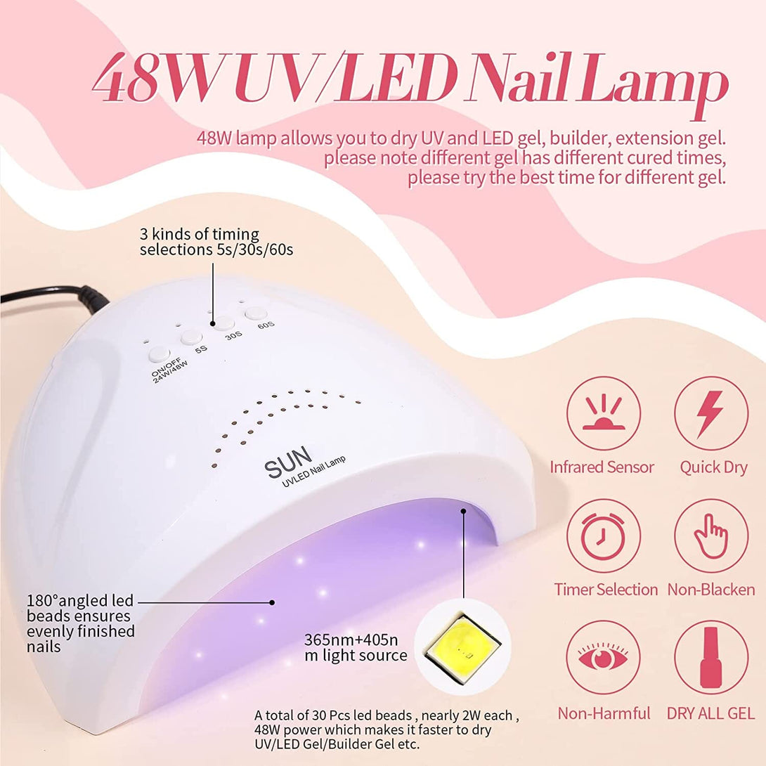 [US ONLY] Nude Glitter Gel Starter Kit with 48W Lamp 12 Colors Gel Polish Kits & Bundles BORN PRETTY 