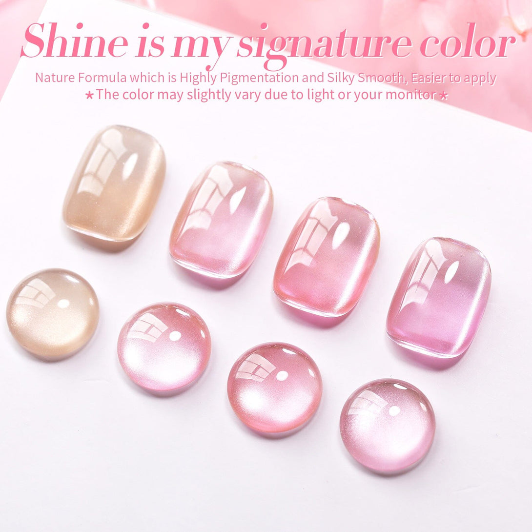 4 Colors Pink Glass Cat Magnetic Gel Polish Set 5ml with Magnetic Stick Gel Nail Polish BORN PRETTY 