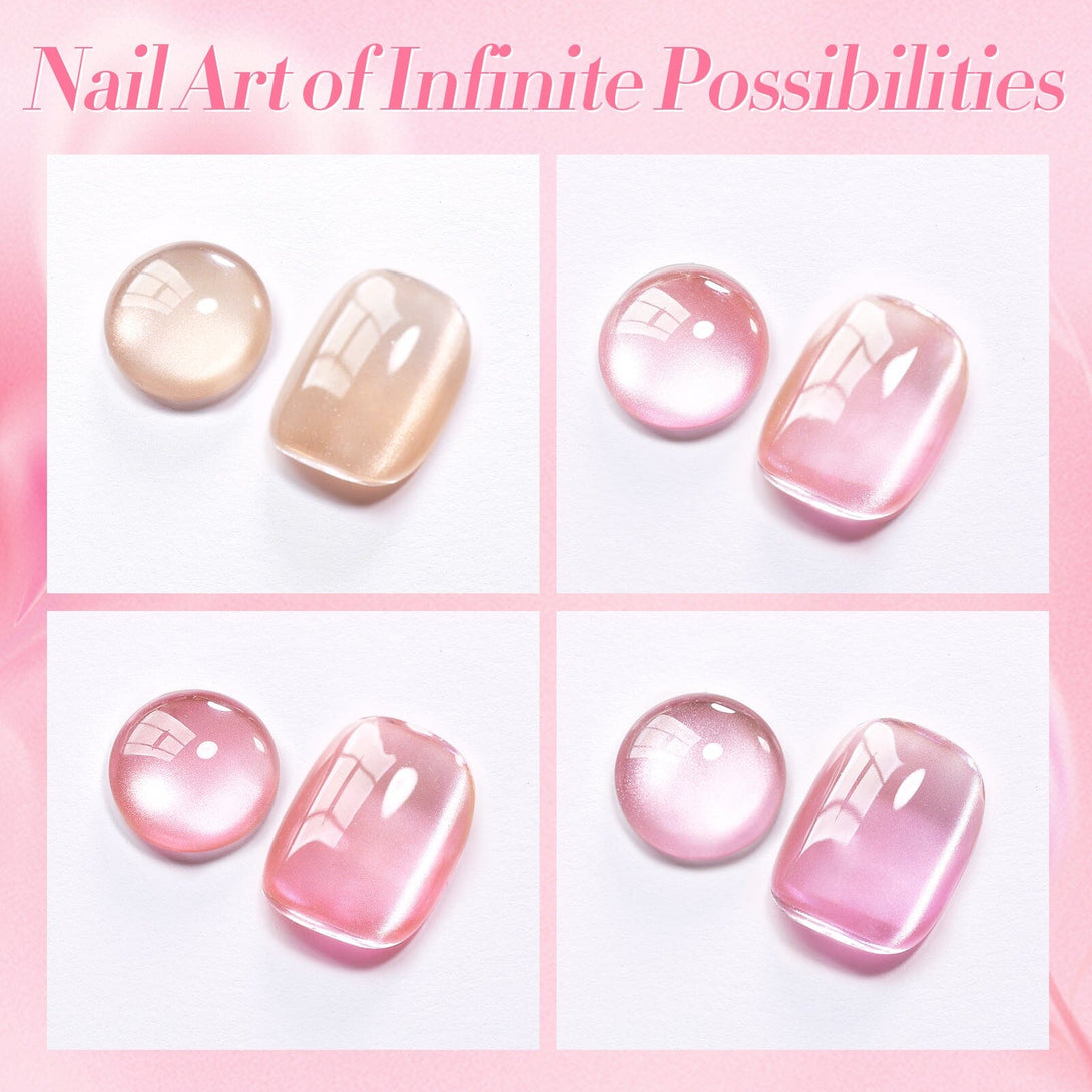 4 Colors Pink Glass Cat Magnetic Gel Polish Set 5ml with Magnetic Stick Gel Nail Polish BORN PRETTY 