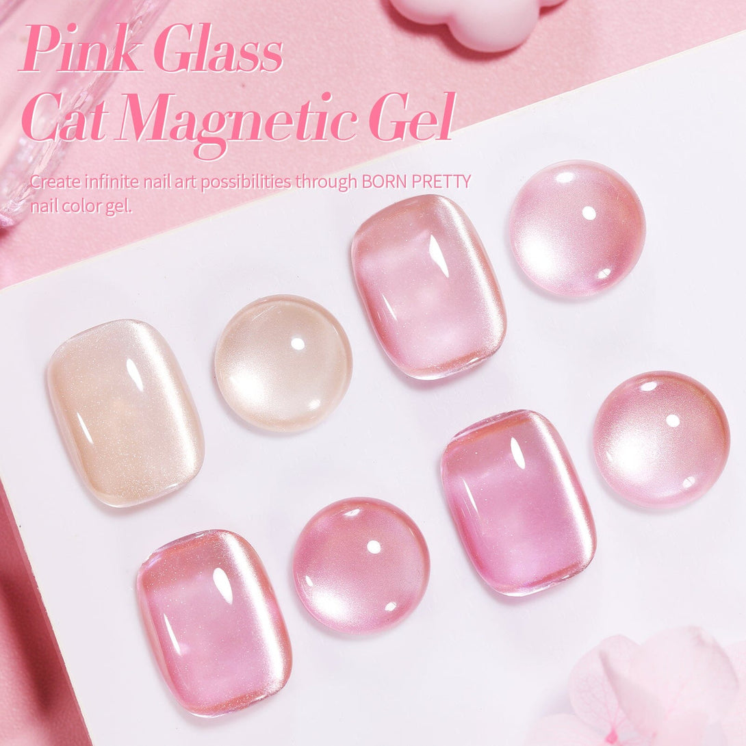 4 Colors Pink Glass Cat Magnetic Gel Polish Set 5ml with Magnetic Stick Gel Nail Polish BORN PRETTY 