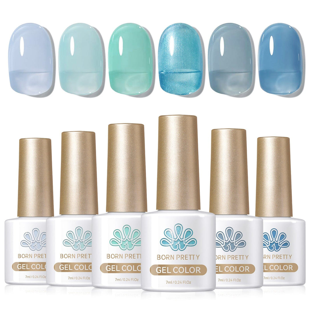 6 Colors Jelly Gel Set Misty Blue 7ml Gel Nail Polish BORN PRETTY 