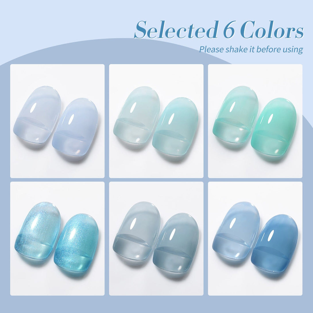 6 Colors Jelly Gel Set Misty Blue 7ml Gel Nail Polish BORN PRETTY 