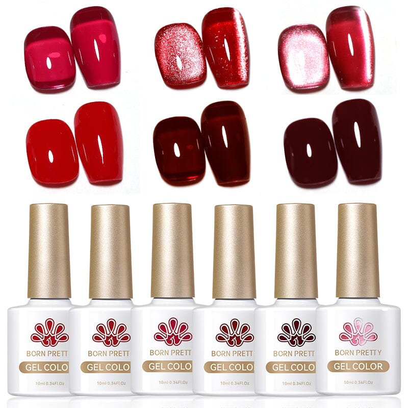 6 Colors Red Gel Polish Set 10ml Gel Nail Polish BORN PRETTY 