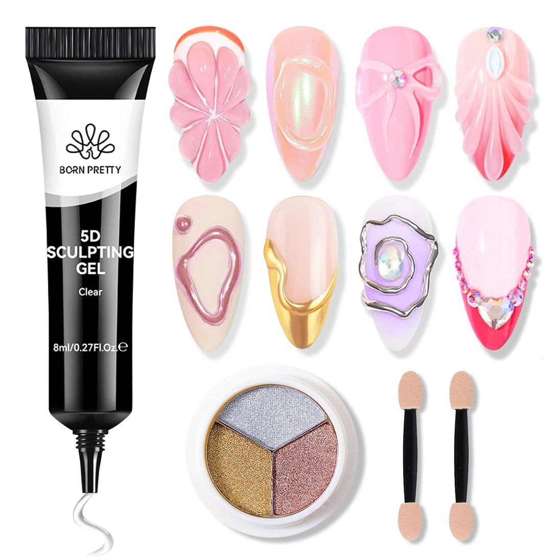 2pcs Set 5D Sculpting Gel and Mirror Powder Gel Nail Polish BORN PRETTY 