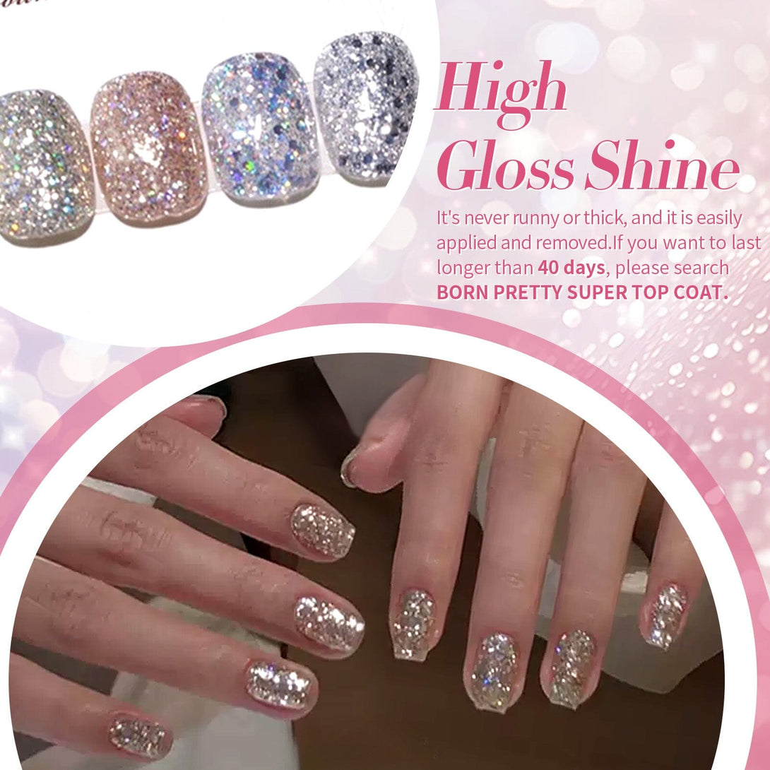 6 Colors Silver Gold Nail Glitter Sequins Gel Polish Set 7ml Gel Nail Polish BORN PRETTY 