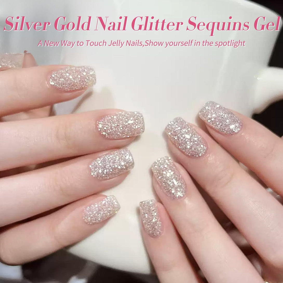 6 Colors Silver Gold Nail Glitter Sequins Gel Polish Set 7ml Gel Nail Polish BORN PRETTY 