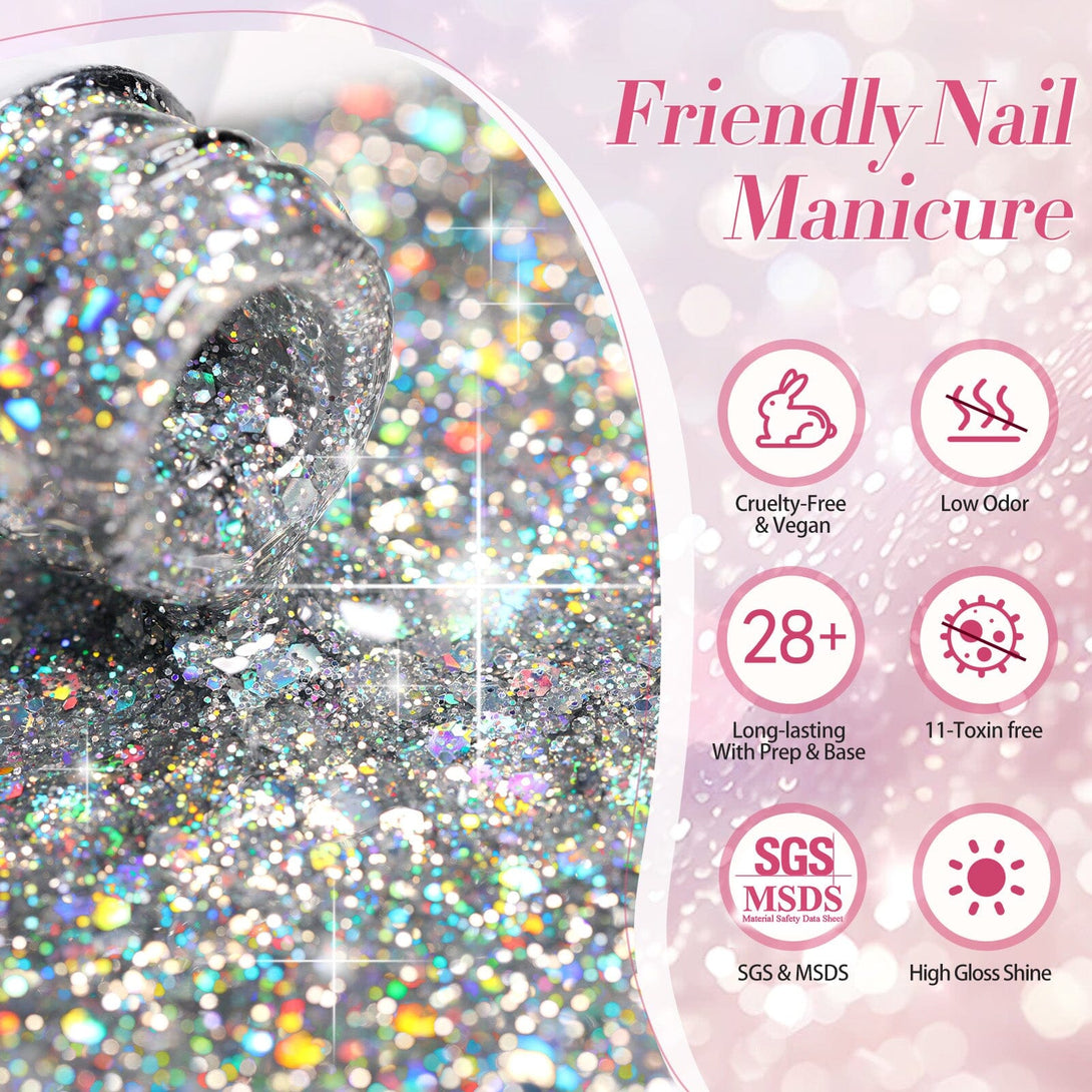 6 Colors Silver Gold Nail Glitter Sequins Gel Polish Set 7ml Gel Nail Polish BORN PRETTY 