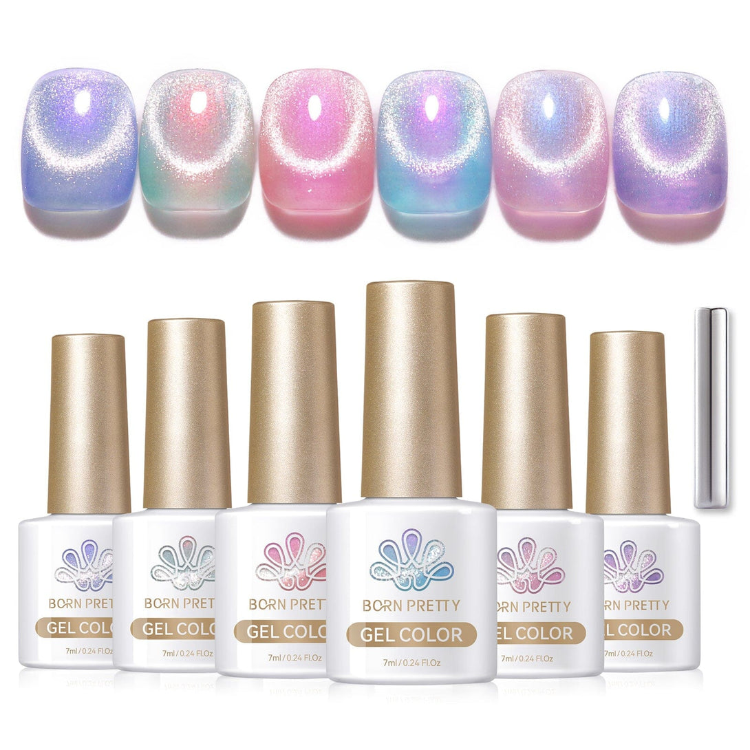 6 Colors Auroras Cat Magnetic Gel 7ml with Magnetic Stick Gel Nail Polish BORN PRETTY 