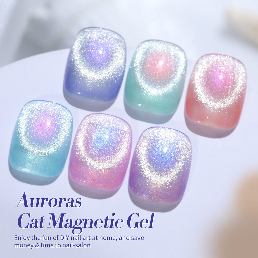 6 Colors Auroras Cat Magnetic Gel 7ml with Magnetic Stick Gel Nail Polish BORN PRETTY 