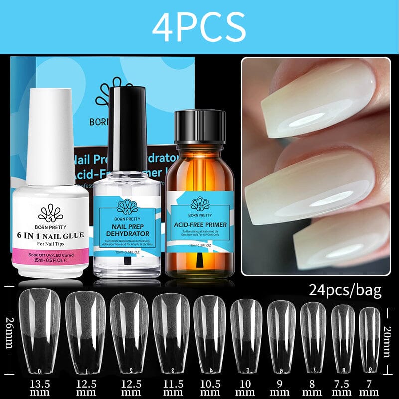 4pcs Set Nail Tips Set With Glue Gel Nail Polish BORN PRETTY Set 1 