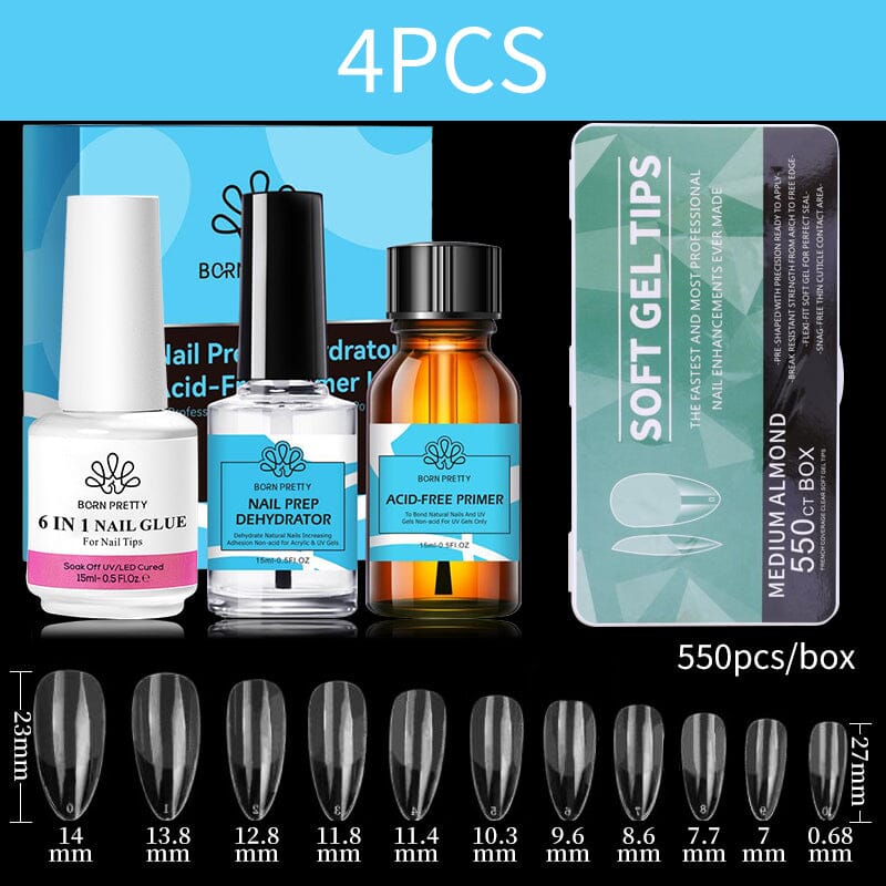 4pcs Set Nail Tips Set With Glue Gel Nail Polish BORN PRETTY Set 10 