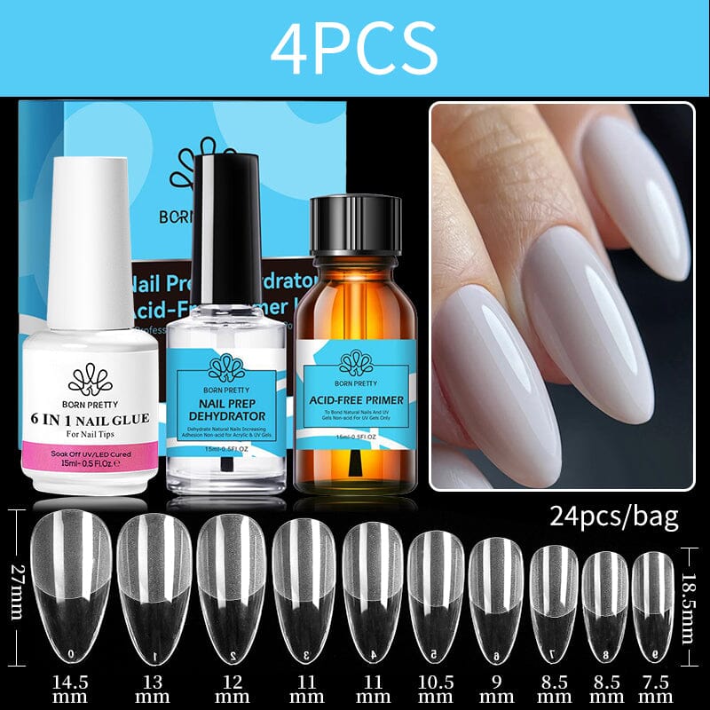 4pcs Set Nail Tips Set With Glue Gel Nail Polish BORN PRETTY Set 2 