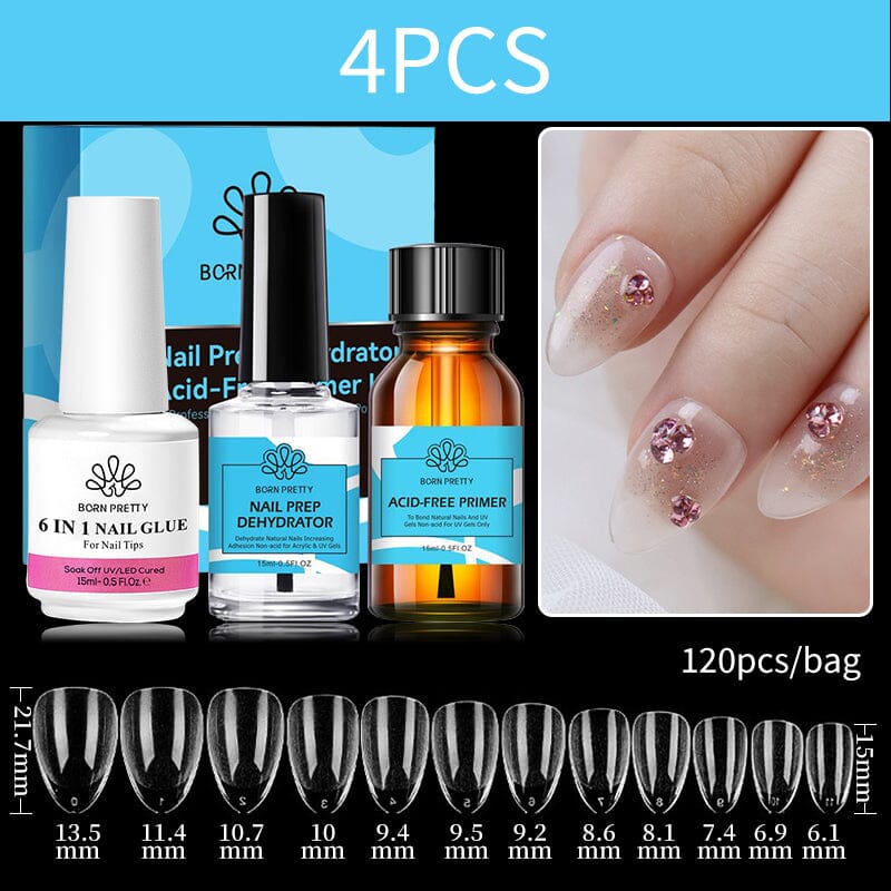 4pcs Set Nail Tips Set With Glue Gel Nail Polish BORN PRETTY Set 3 