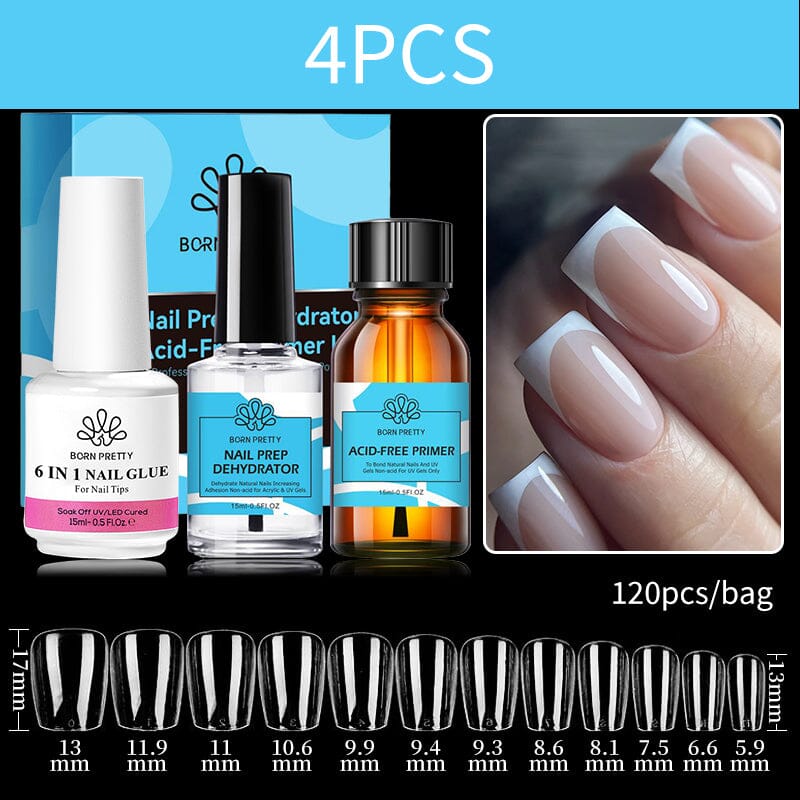 4pcs Set Nail Tips Set With Glue Gel Nail Polish BORN PRETTY Set 4 