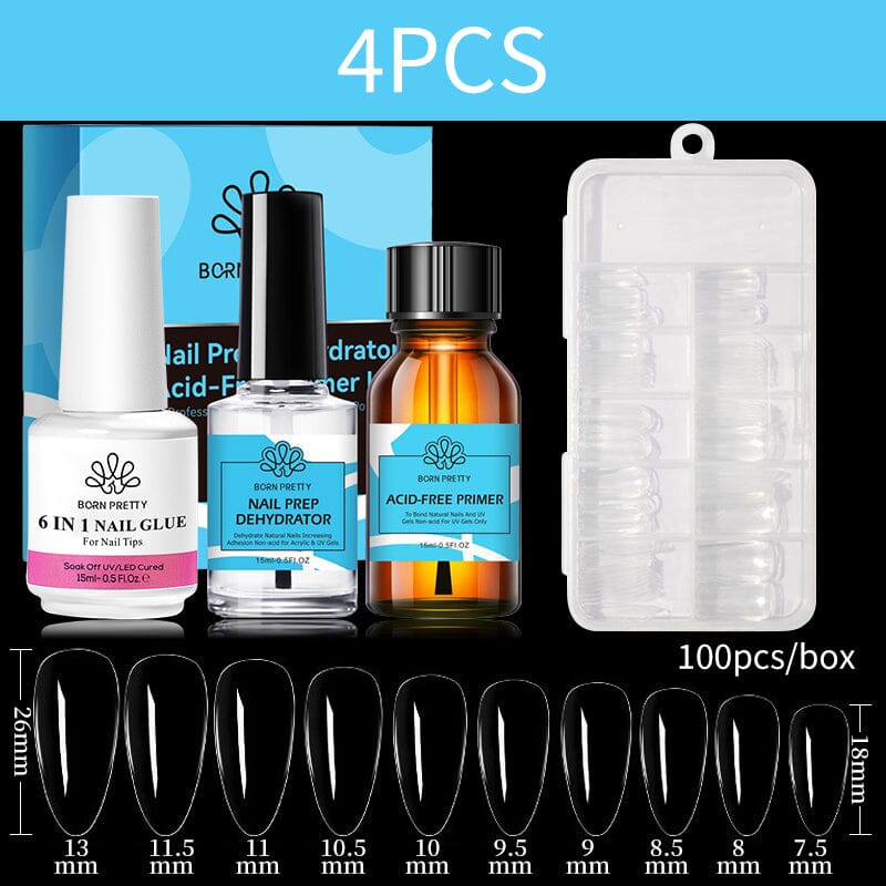 4pcs Set Nail Tips Set With Glue Gel Nail Polish BORN PRETTY Set 7 