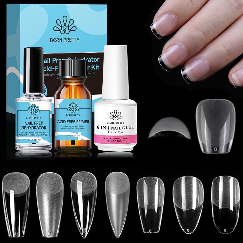 4pcs Set Nail Tips Set With Glue Gel Nail Polish BORN PRETTY 