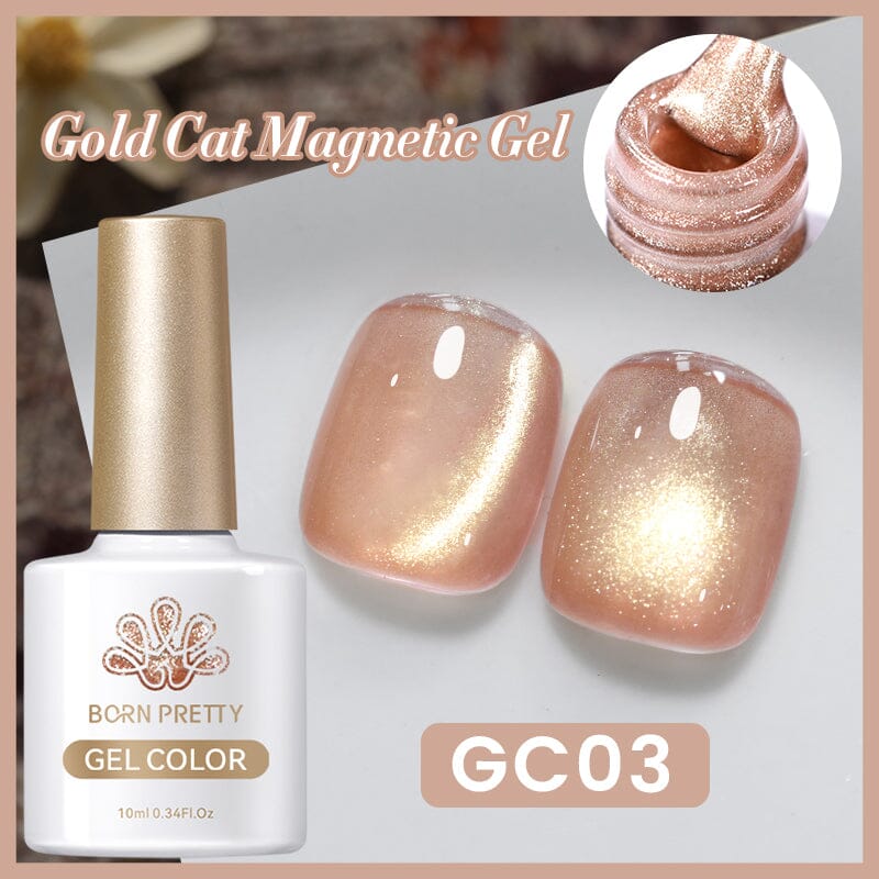 Gold Cat Magnetic Gel 10ml Gel Nail Polish BORN PRETTY GC03 