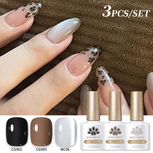 3pcs Set #02 Leopard Manicure Gel 10ml Gel Nail Polish BORN PRETTY 