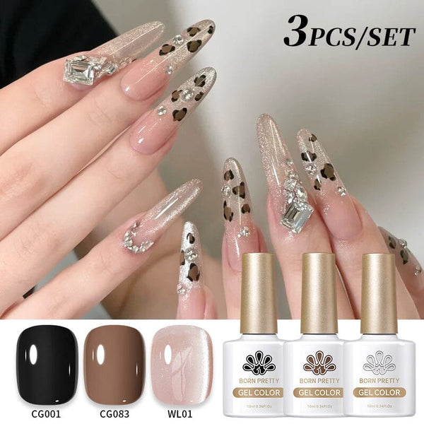 3pcs Set Leopard Manicure Autumn Nail Gel 10ml Gel Nail Polish BORN PRETTY Set 03 