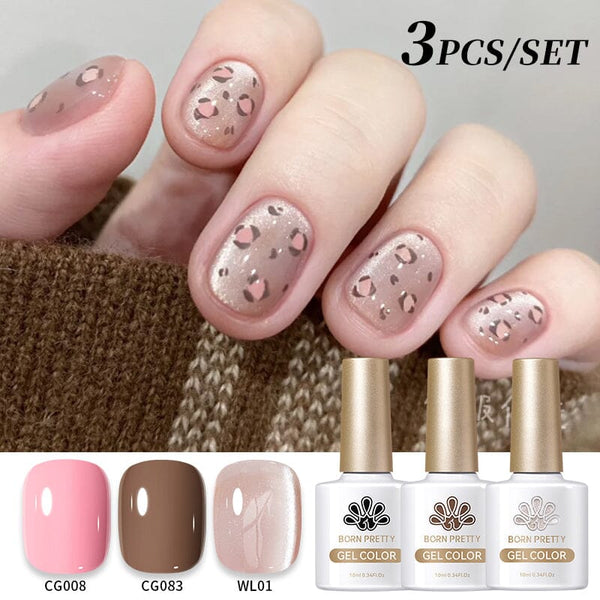 3pcs Set #04 Leopard Manicure Gel 10ml Gel Nail Polish BORN PRETTY 