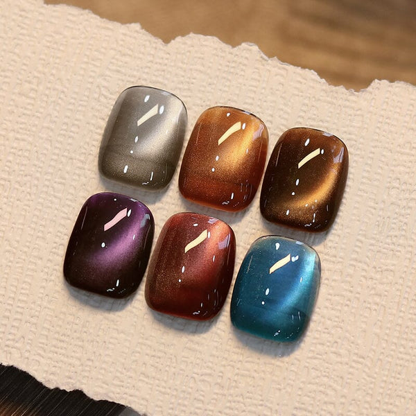 6 Colors Autumn Water Light Cat Magnetic Gel with Magnetic Stick Gel Nail Polish BORN PRETTY 