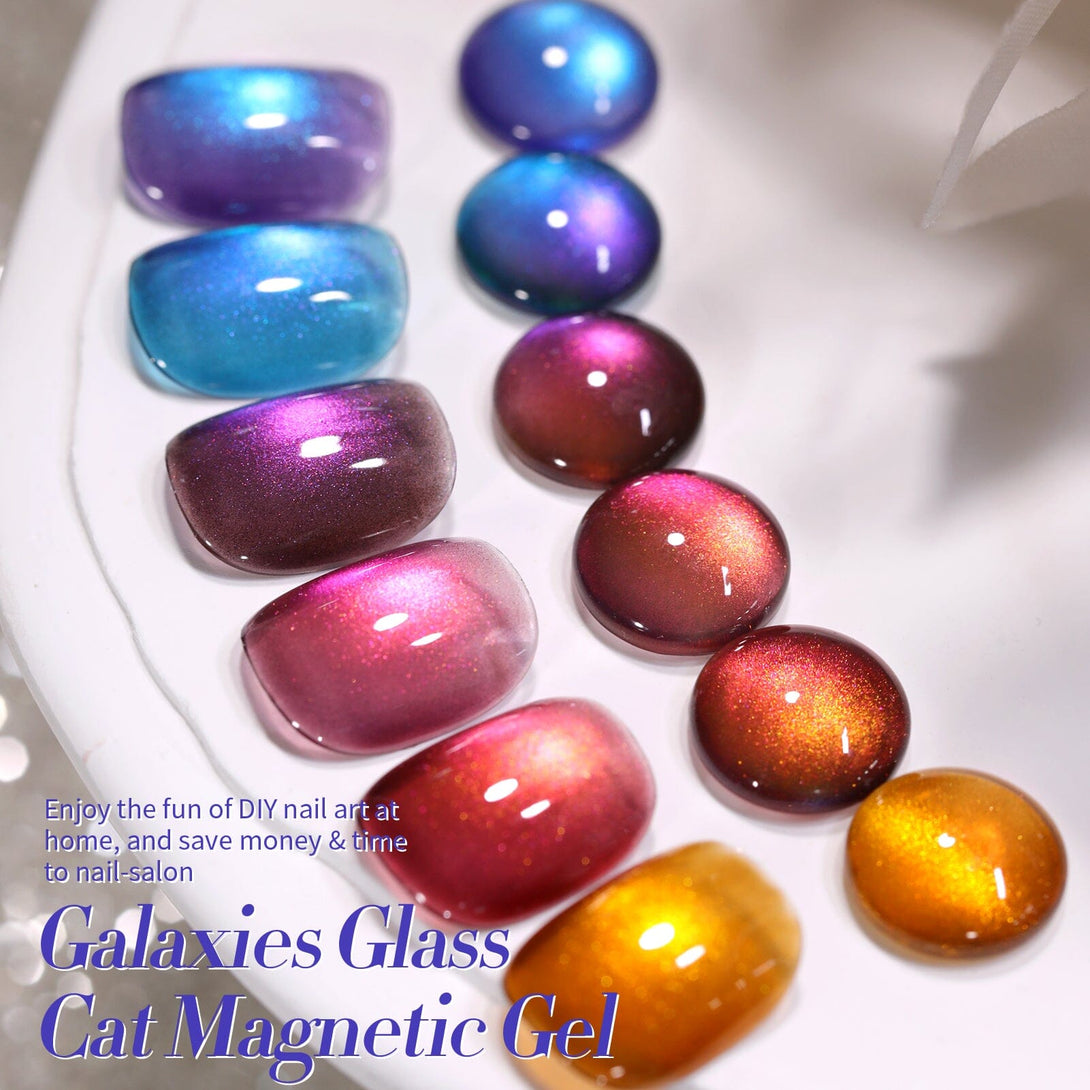 6 Colors Galaxies Glass Cat Magnetic Gel 7ml with Magnetic Stick Gel Nail Polish BORN PRETTY 