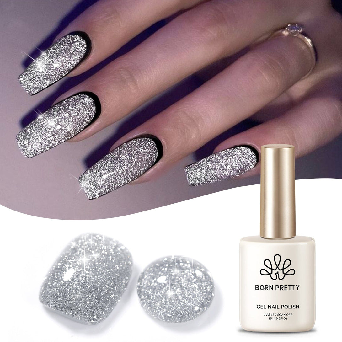 Silver Flash Reflective Glitter Gel Polish 15ml Gel Nail Polish BORN PRETTY 