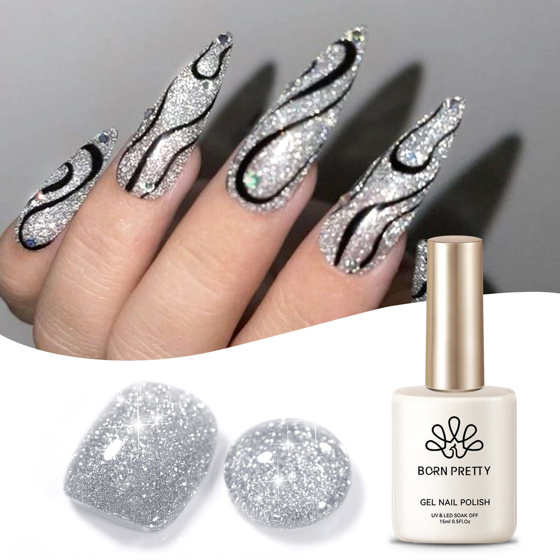 Silver Flash Reflective Glitter Gel Polish 15ml Gel Nail Polish BORN PRETTY 