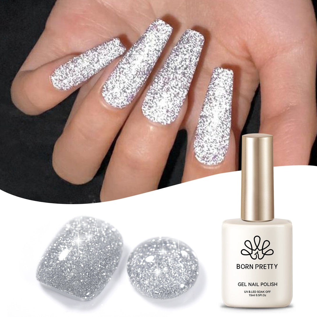 Silver Flash Reflective Glitter Gel Polish 15ml Gel Nail Polish BORN PRETTY 