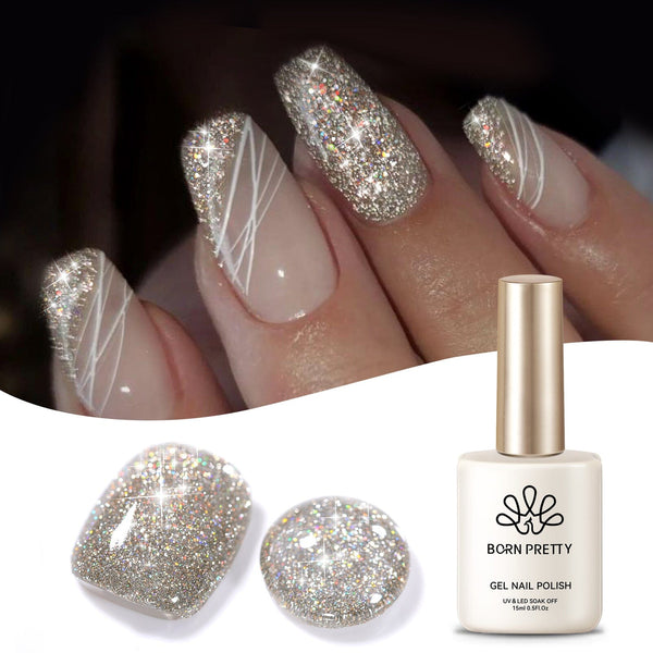 Gold Flash Reflective Glitter Gel Polish 15ml Gel Nail Polish BORN PRETTY 