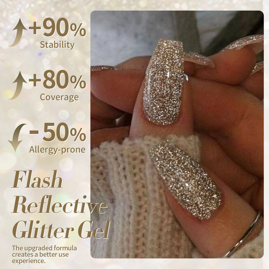 Gold Flash Reflective Glitter Gel Polish 15ml Gel Nail Polish BORN PRETTY 