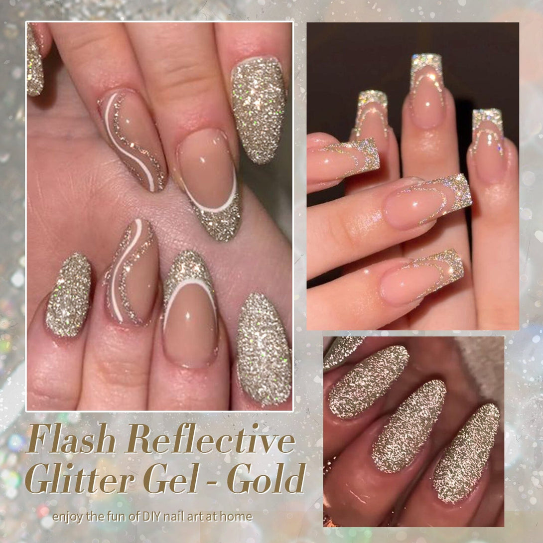 Gold Flash Reflective Glitter Gel Polish 15ml Gel Nail Polish BORN PRETTY 