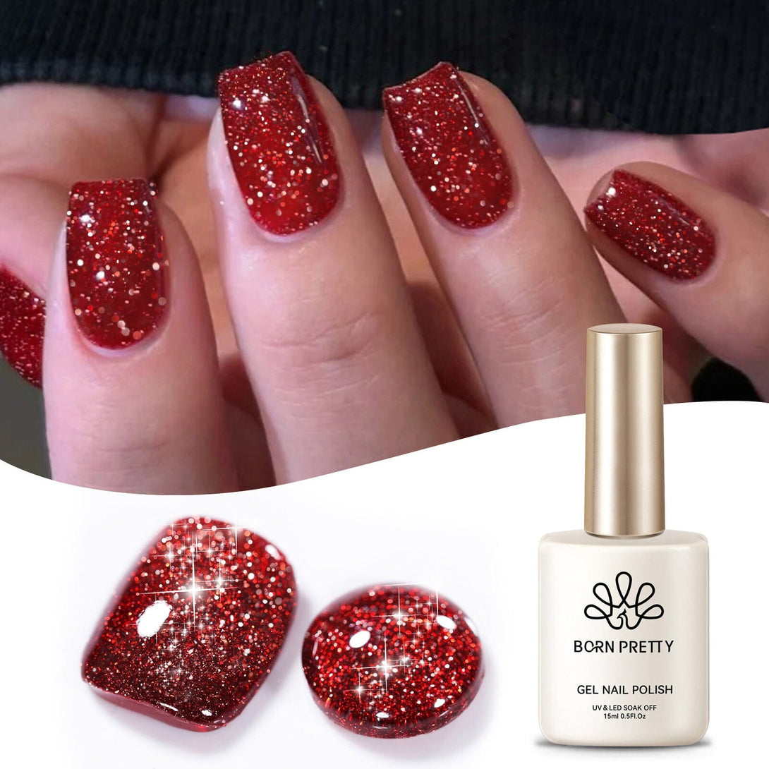 Red Flash Reflective Glitter Gel Polish 15ml Gel Nail Polish BORN PRETTY 