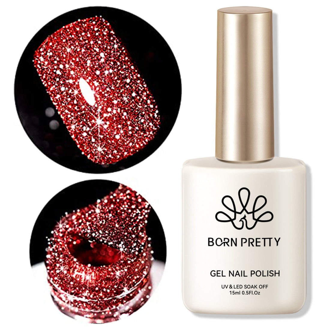 Red Flash Reflective Glitter Gel Polish 15ml Gel Nail Polish BORN PRETTY 