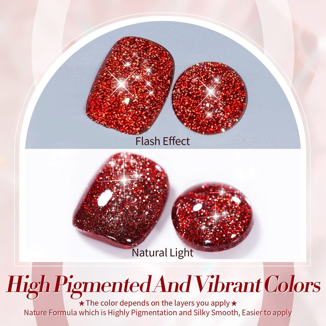 Red Flash Reflective Glitter Gel Polish 15ml Gel Nail Polish BORN PRETTY 