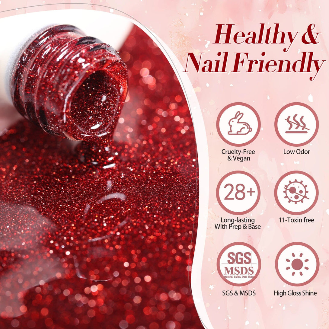 Red Flash Reflective Glitter Gel Polish 15ml Gel Nail Polish BORN PRETTY 