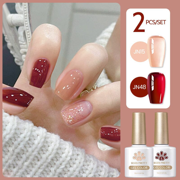 2 Colors Set #10 Jelly Nude Gel 10ml Gel Nail Polish BORN PRETTY 