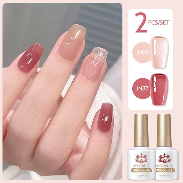 2 Colors Set #11 Jelly Nude Gel 10ml Gel Nail Polish BORN PRETTY 