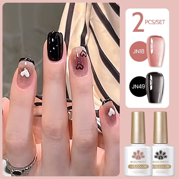 2 Colors Set #12 Jelly Nude Gel 10ml Gel Nail Polish BORN PRETTY 