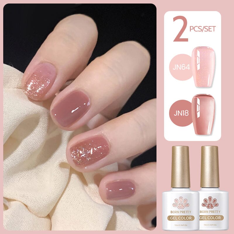 2 Colors Set #13 Jelly Nude Gel 10ml Gel Nail Polish BORN PRETTY 