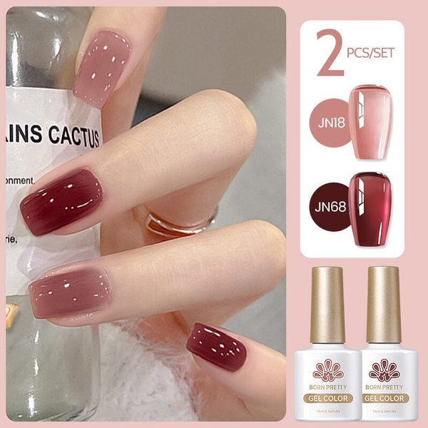 2 Colors Set #14 Jelly Nude Gel 10ml Gel Nail Polish BORN PRETTY 