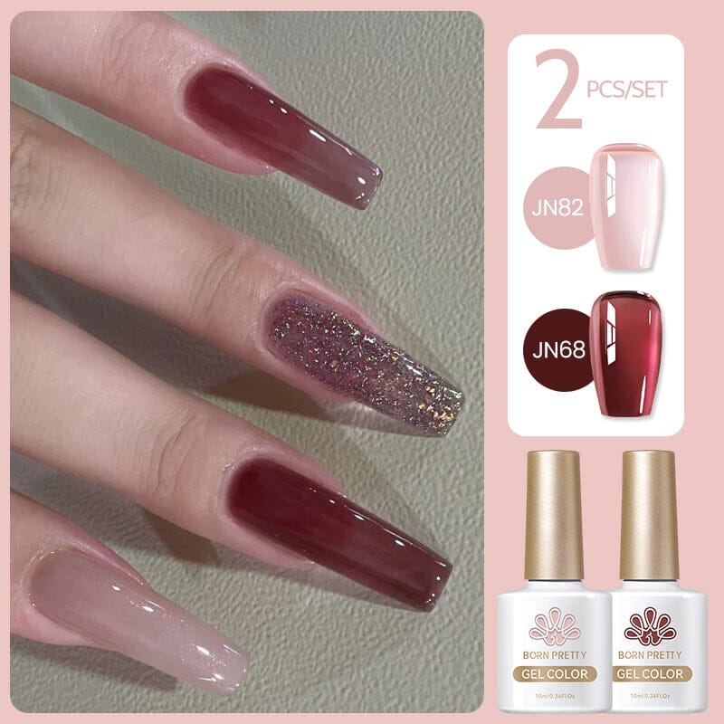 2 Colors Set #15 Jelly Nude Gel 10ml Gel Nail Polish BORN PRETTY 