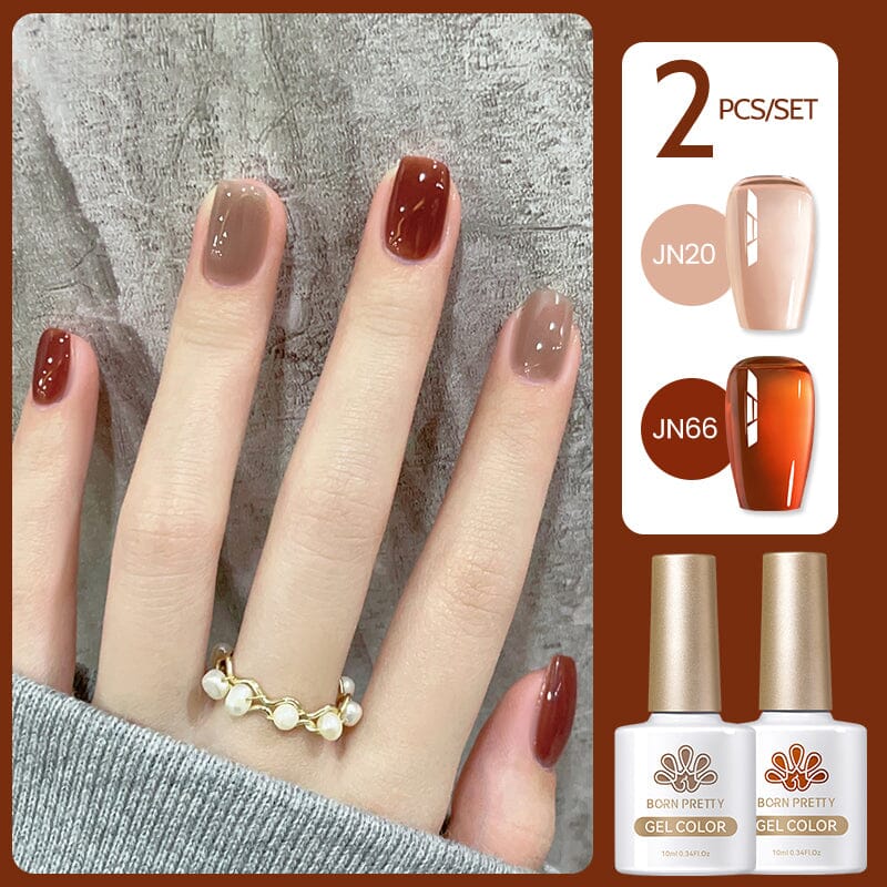 2 Colors Set #16 Jelly Nude Gel 10ml Gel Nail Polish BORN PRETTY 