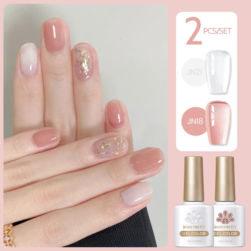 2 Colors Set #17 Jelly Nude Gel 10ml Gel Nail Polish BORN PRETTY 